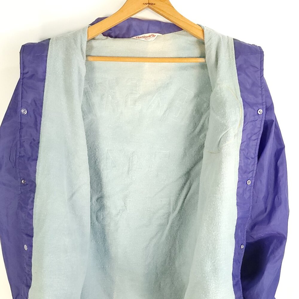 Vtg Warm Up Satin Jacket Men's XL Purple Peekskill Elks Snap Front Distressed - Picture 11 of 14